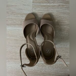 Chic Comfort Nude Ankle Strap Heels